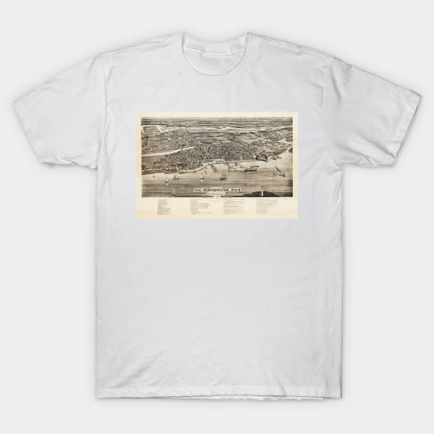 Vintage Pictorial Map of St. Augustine FL (1885) T-Shirt by Bravuramedia